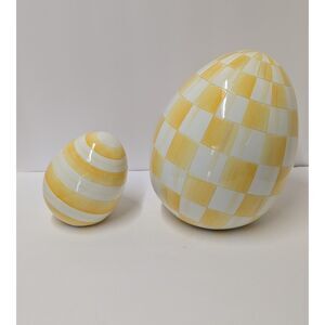 MacKenzie-Childs Hand Crafted Resin Sunshine Check & Stripe Decorative Eggs Set